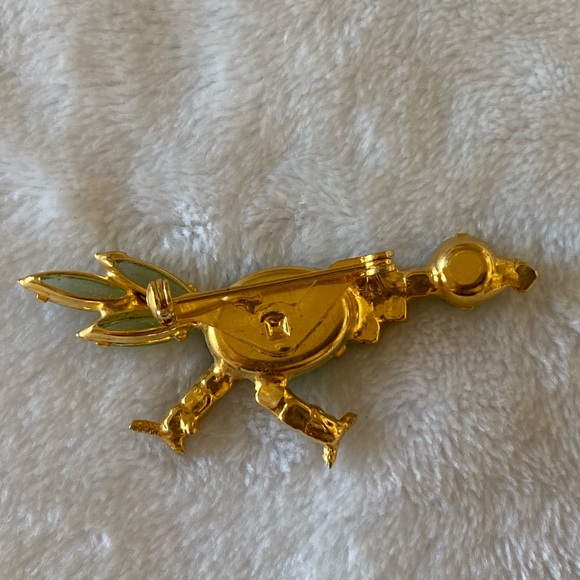 Rare VINTAGE green rhinestone, crystal, & gemstone ROADRUNNER BROOCH - Picture 6 of 8